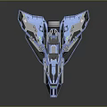 Advanced Blue Futuristic Spaceship Featuring Sharp Edges And Intricate Design 3d model