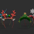 Festive Christmas Hats with Reindeer Antlers Christmas Tree and Snowflake Decorations