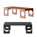 Modern Copper and Black Coffee Tables with Circular Cutout Legs Design 3d model