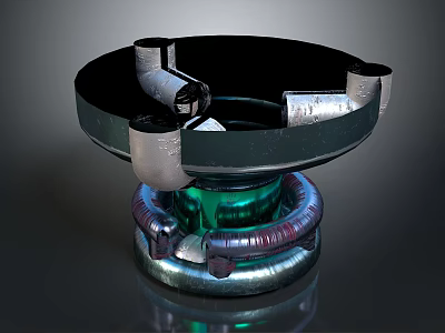 Breathtaking Cosmic Landscape With Green Luminous Rings And Blue Purple Glowing Halos 3d model