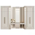 Elegant Modern Dresser With Mirror And Decorative Items On Light Colored Cabinets