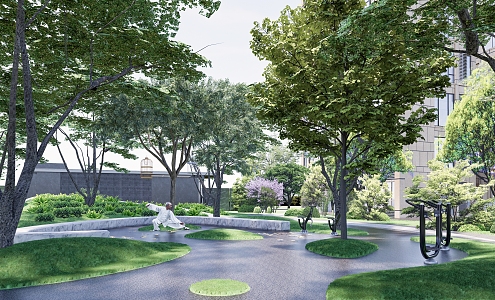 Modern Landscape Residential Area Residential Landscape Under-forest Landscape Elderly Activity Area Morning Exercise Space Art Terrain 3d model