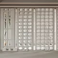 White Modern Room Divider With Circular And Square Cutout Patterns For Interior Decoration 3d model