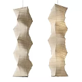 Wavy Textured Chandelier Made Of Paper Like Fabric Natural Beige Tone With Folded Lines