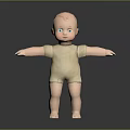 Man Doll In Beige Outfit With Arms Outstretched Against Gray Background