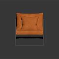 Stylish Modern Orange Accent Chair With Black Metal Frame Soft Cushion And Pillow