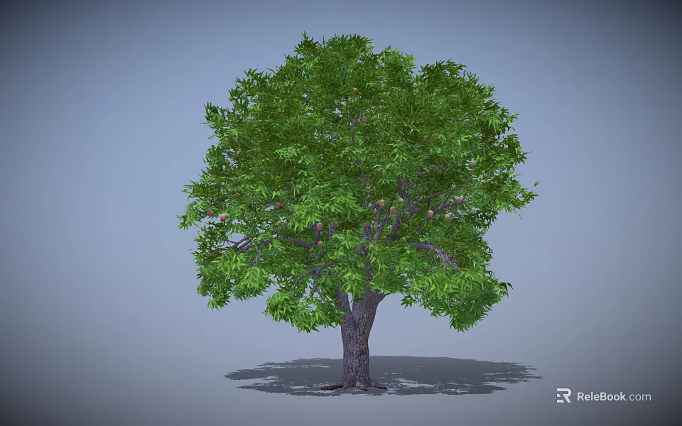 Green Tree Featuring Dense Lush Green Leaves and Brown Trunk on Gray Background 3d model 