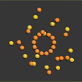3D Stacked Spheres Structure With Yellow Red Balls And Upward Burst Effect