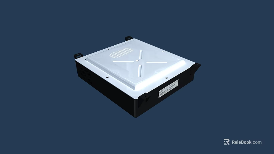 Square Electronic Device With White Panel Black Base And Ventilation Holes 3d model 