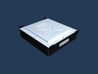 Square Electronic Device With White Panel Black Base And Ventilation Holes 3d model