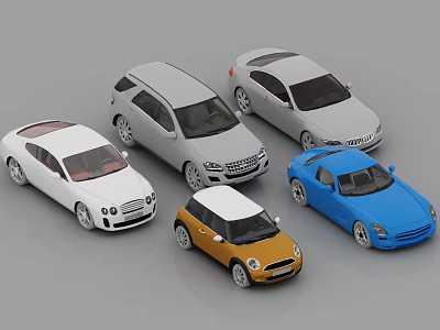 Collection of Miniature Car Models in Assorted Colors and Different Styles 3d model