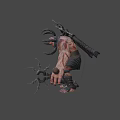 Horror Game Movie Character With Tentacles Scars Collar And Muscular Body