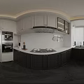 Modern High Ceiling Living And Dining Interior With Elegant Arch Design And Chic Pendant Lighting