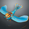 Blue Classic Biplane Passenger Airplane Model With Orange Wing And Propeller Details