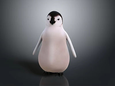 Adorable 3D Penguin Character with Round Body White Belly and Black Head 3d model