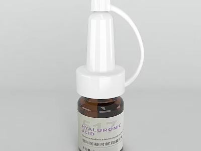 Hyaluronic Acid Moisturizing Serum In Brown Glass Bottle With White Dropper 3d model