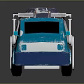 Blue Cartoon Van With Mechanical Arms Top Equipment And Yellow Headlights