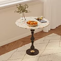 Retro Floral Tile Top Side Table With Classic Wood Base For Cozy Home Decoration