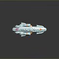 Futuristic Cosmic Spaceship Model With Blue Sleek Design Circular Components And Orange Accents