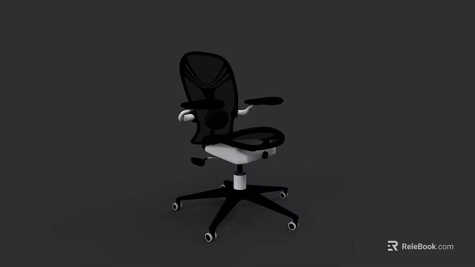 Modern Office Chair With Mesh Back Adjustable Armrests And Wheeled Base 3d model 