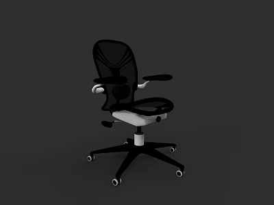 Modern Office Chair With Mesh Back Adjustable Armrests And Wheeled Base 3d model