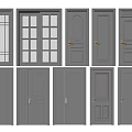 Various Swing Door Designs With Different Panel Styles And Glass Inserts 3d model