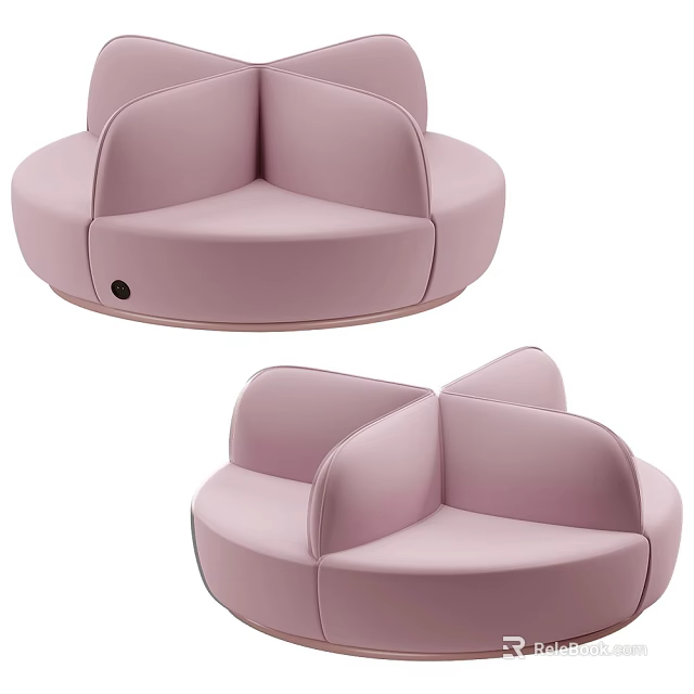 Modern Pink Sectional Sofa With Curved Design And Comfortable Upholstered Seating 3d model 