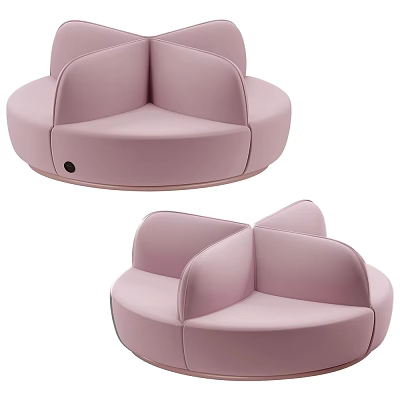 Modern Pink Sectional Sofa With Curved Design And Comfortable Upholstered Seating 3d model