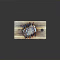Delicious Toasted Bread With Cream Topping And Drizzled Brown Sauce On Wooden Board