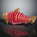 Artistic Red Golden Carp Fish Decorative Ornament With Handcrafted Woven Design For Home Decor