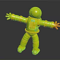 3D Astronaut Model Wearing Silver Spacesuit Yellow Boots Blue Helmet With Outstretched Arms