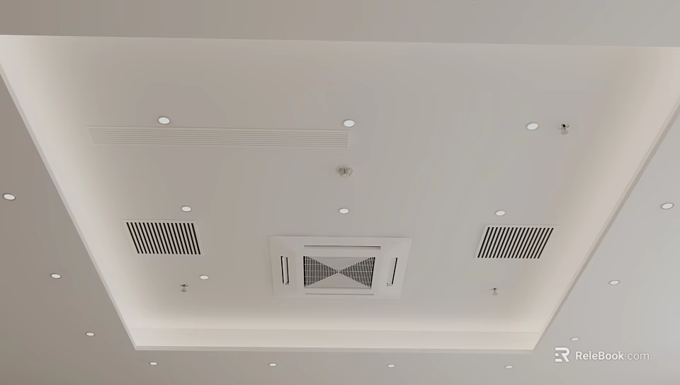 Modern Ceiling Design With Recessed Lighting Air Vents And Central Vent 3d model 