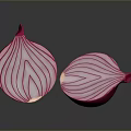 Fresh Sliced Red Onion Halves With Vibrant Purple And White Stripes