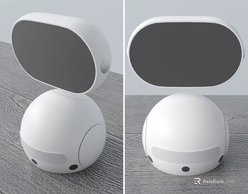 Modern Smart Robot With White Round Base And Rotatable Screen Design 3d model