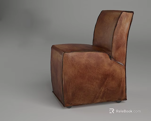 Modern Brown Leather Single Sofa With Simple Design And Comfortable Structure 3d model