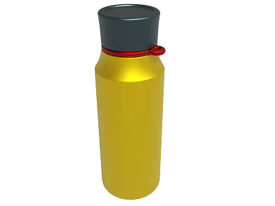 Yellow Water Bottle With Black Lid And Red Handle For Daily Use 3d model