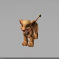 Cartoon Young Lion Character With Green Eyes And Orange Fur Standing
