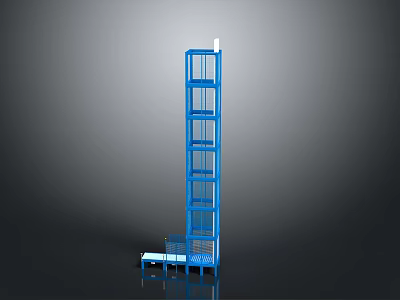 Sturdy Blue Vertical Storage Rack With Multiple Levels And Platform Base 3d model