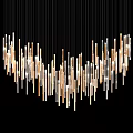 Modern Artistic Chandelier With Slim Tube Lights In Gold And Silver Tones