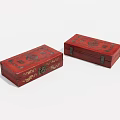 Traditional Style Red Decorative Boxes With Golden Patterns And Intricate Carvings