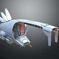 Futuristic White Mechanical Device With Streamlined Design Red Transparent Section And Wing Like Structures 3d model