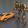 Smart Machine Yellow Robot Car Transforming Dual Form Modern Design