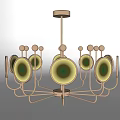 Contemporary Chandelier With Multiple Arms Metal Frame And Circular Illuminated Shades