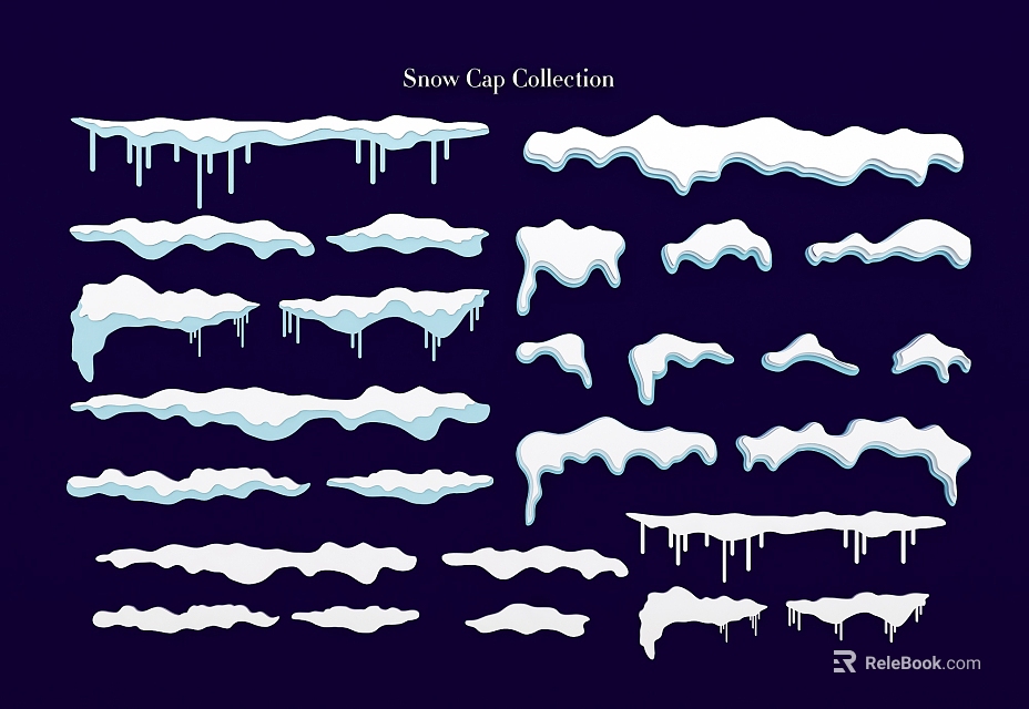 Snow Cap Collection Featuring Carved Snow Shapes And Icicle Patterns Designs 3d model 