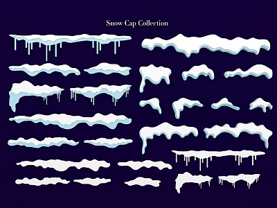 Snow Cap Collection Featuring Carved Snow Shapes And Icicle Patterns Designs 3d model