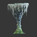Cartoon Scene 3D Model With Green Vegetation White Decorative Edges And Reflective Ripple Base
