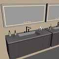 Modern Bathroom Vanity Cabinets With Double Sinks Backlit Mirrors And Countertops