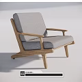 Modern Minimalist Single Seater Sofa With Gray Fabric Upholstery And Wooden Frame
