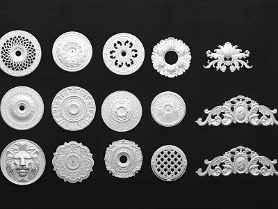 Various Intricate Carved Decorative Elements With Different Patterns For Interior Design 3d model