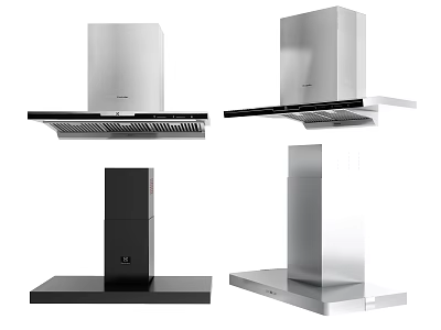 Modern Kitchen Range Hood Appliances In Stainless Steel And Black Designs 3d model